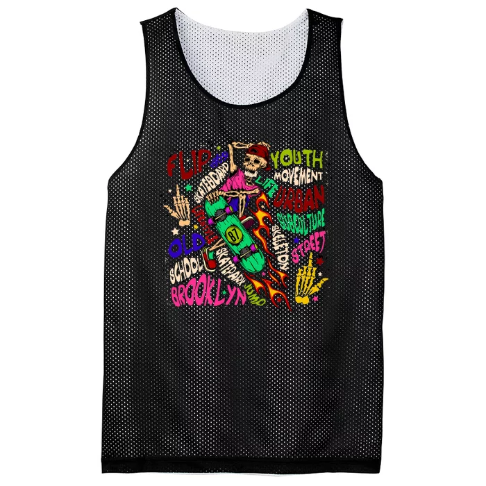 Skateboarding Skeleton Dude Mesh Reversible Basketball Jersey Tank