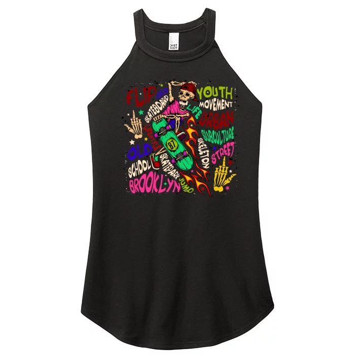 Skateboarding Skeleton Dude Women’s Perfect Tri Rocker Tank