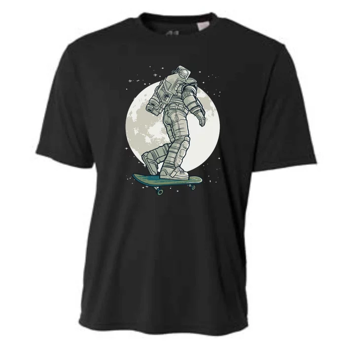 Skater Astronaut Moon Cooling Performance Crew T-Shirt