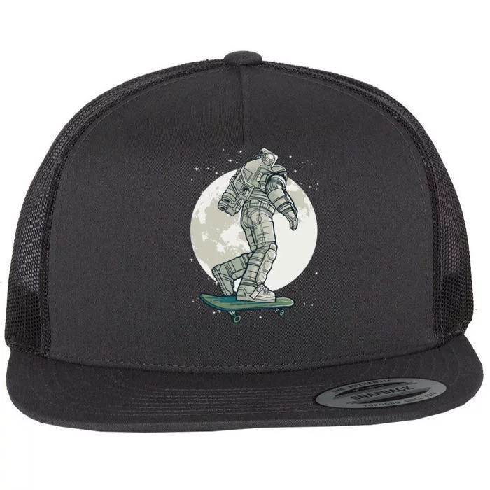 Skater Astronaut Moon Flat Bill Trucker Hat