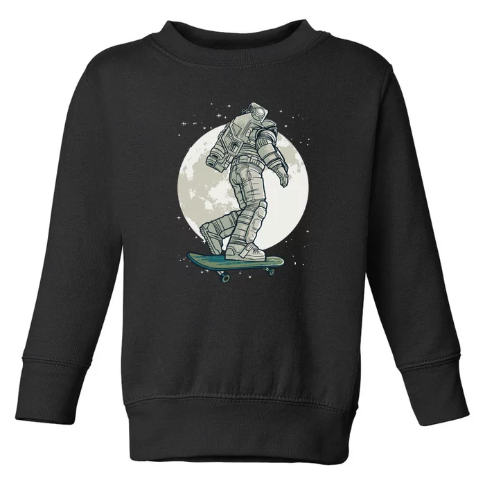 Skater Astronaut Moon Toddler Sweatshirt