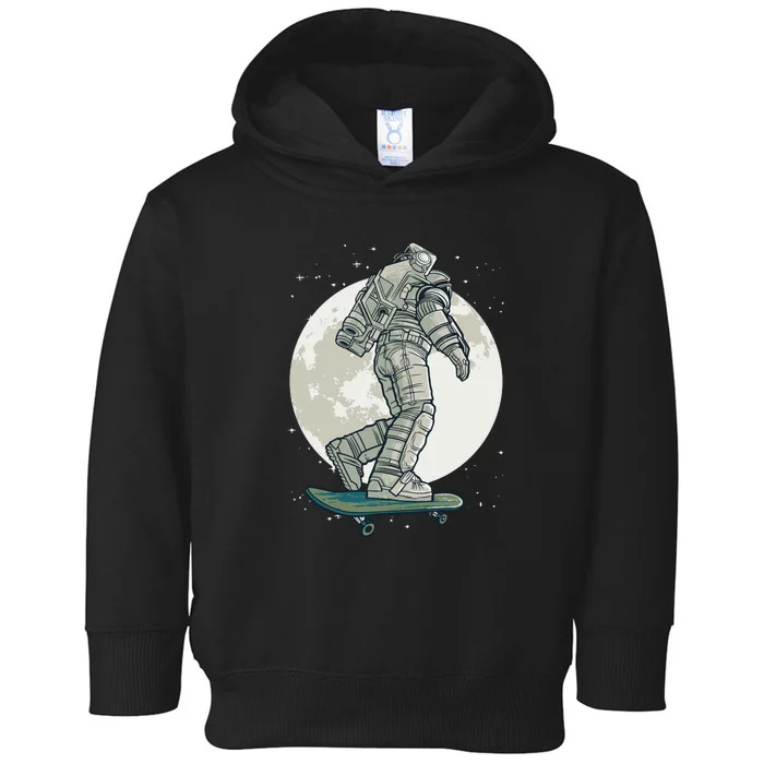 Skater Astronaut Moon Toddler Hoodie