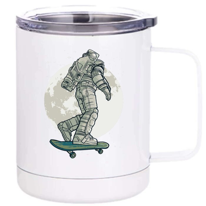 Skater Astronaut Moon Front & Back 12oz Stainless Steel Tumbler Cup