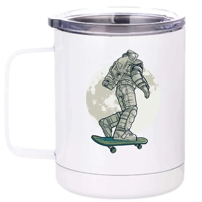 Skater Astronaut Moon Front & Back 12oz Stainless Steel Tumbler Cup