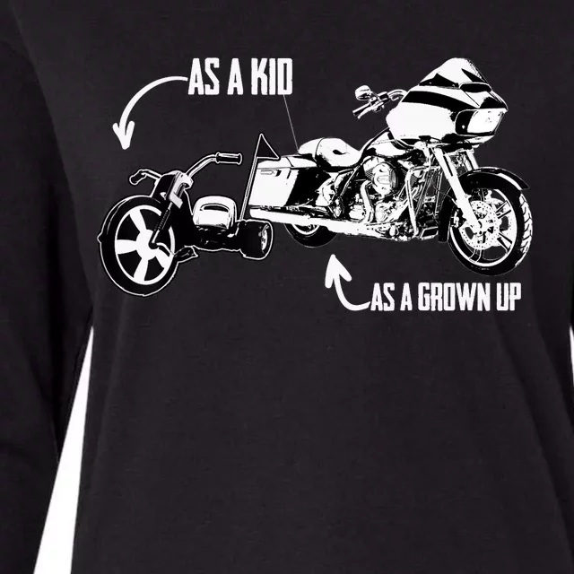 's Kid's Big Wheel Tricycle Road Glide Motorcycle Design Womens Cotton Relaxed Long Sleeve T-Shirt