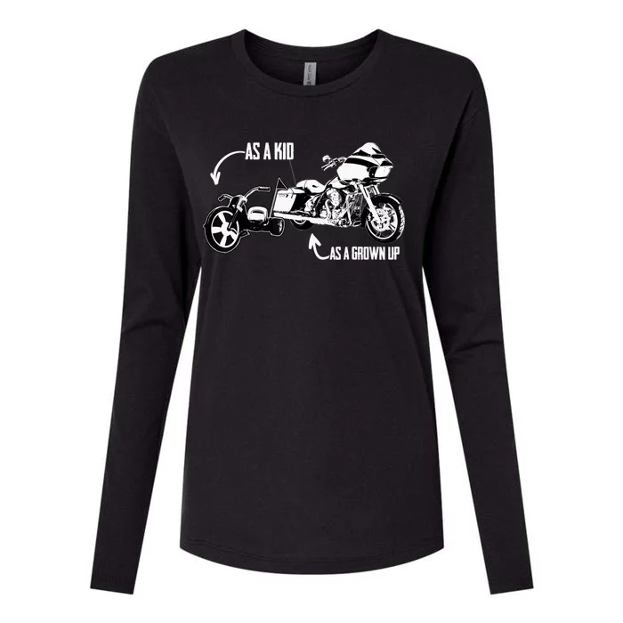 's Kid's Big Wheel Tricycle Road Glide Motorcycle Design Womens Cotton Relaxed Long Sleeve T-Shirt