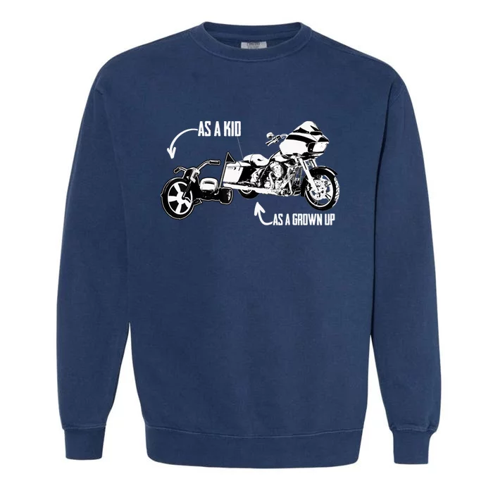 's Kid's Big Wheel Tricycle Road Glide Motorcycle Design Garment-Dyed Sweatshirt