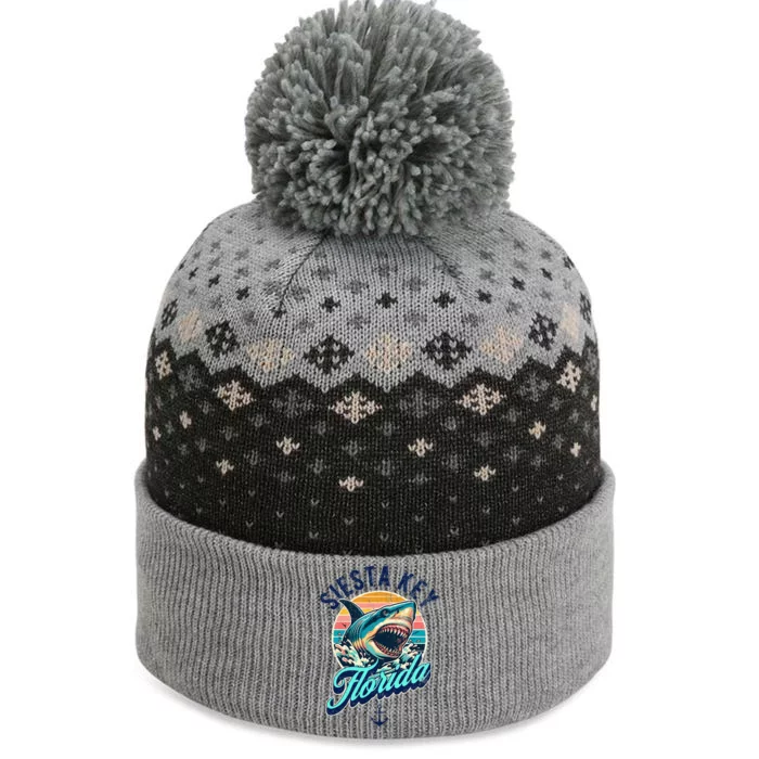 Siesta Key Beach Florida Usa Shark The Baniff Cuffed Pom Beanie