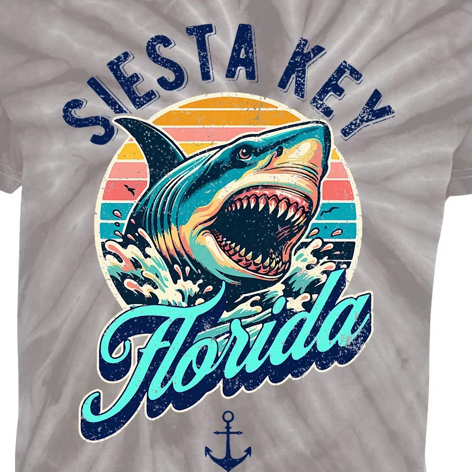 Siesta Key Beach Florida Usa Shark Kids Tie-Dye T-Shirt