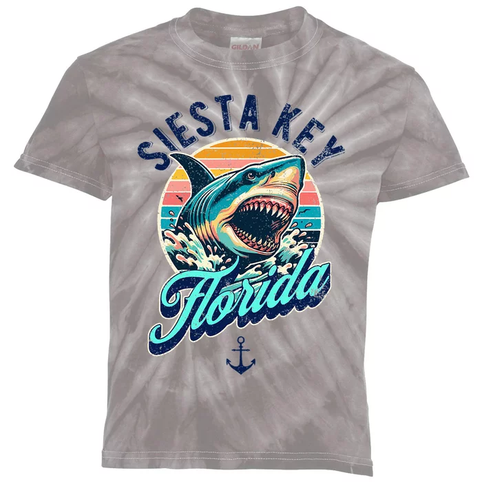 Siesta Key Beach Florida Usa Shark Kids Tie-Dye T-Shirt