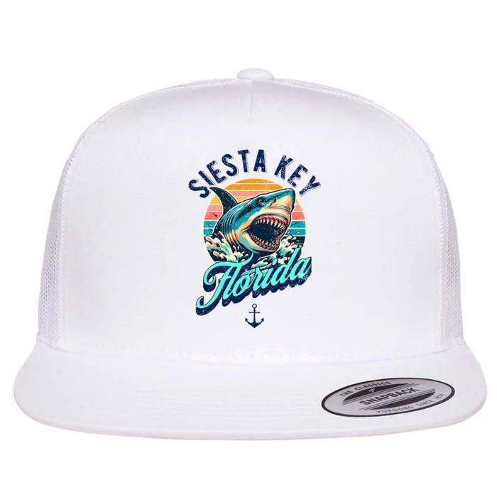 Siesta Key Beach Florida Usa Shark Flat Bill Trucker Hat