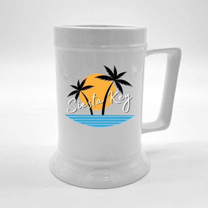 Siesta Key Beach Palm Tree Vacation Trip Matching Group Gift Front & Back Beer Stein