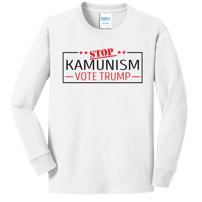 Stop Kamunism Communism Vote Trump 47 Kids Long Sleeve Shirt