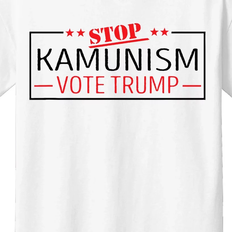 Stop Kamunism Communism Vote Trump 47 Kids T-Shirt