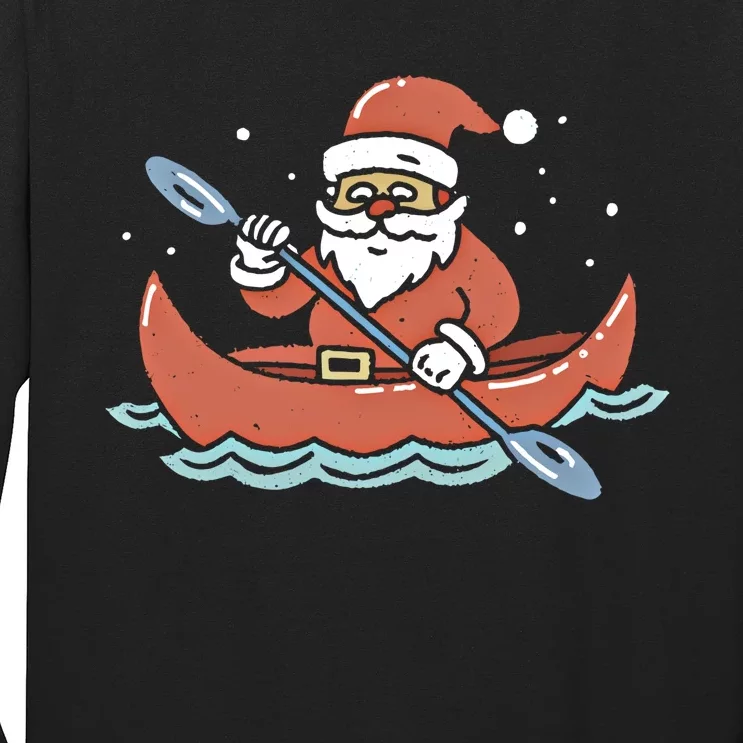 Santa Kayaking Christmas Kayak Great Gift Long Sleeve Shirt