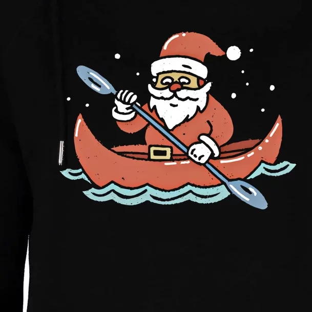 Santa Kayaking Christmas Kayak Great Gift Womens Funnel Neck Pullover Hood