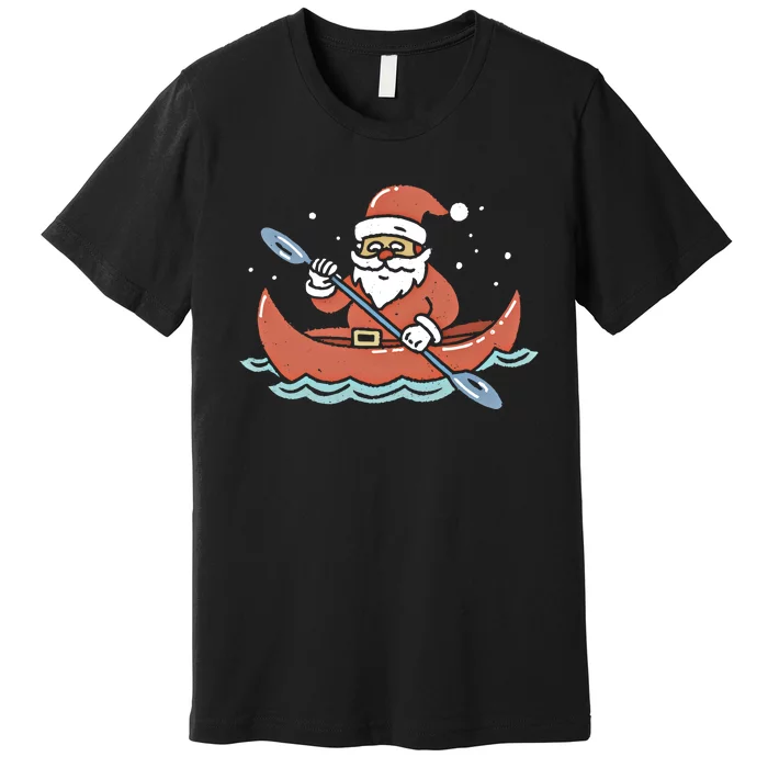 Santa Kayaking Christmas Kayak Great Gift Premium T-Shirt