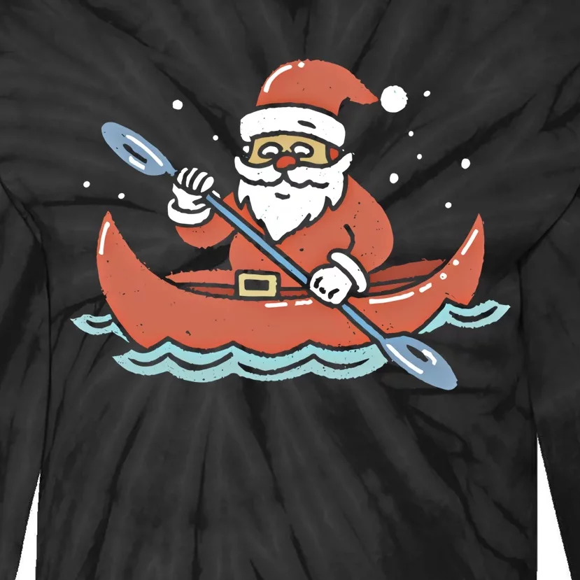 Santa Kayaking Christmas Kayak Great Gift Tie-Dye Long Sleeve Shirt