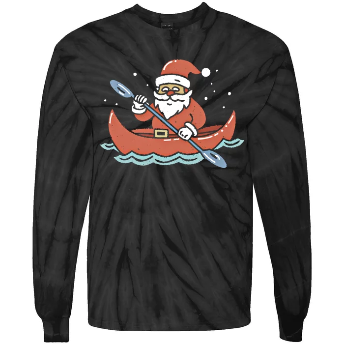 Santa Kayaking Christmas Kayak Great Gift Tie-Dye Long Sleeve Shirt