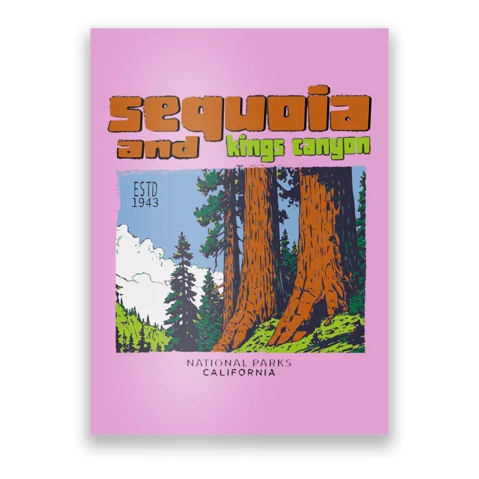 Sequoia Kings Canyon National Parks Vintage Poster