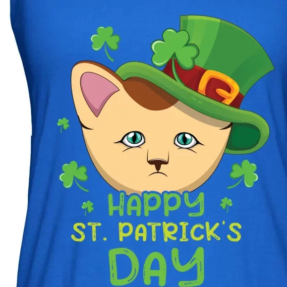 Shamrock Kawaii Cat Cute Cat Happy Saint Patrick Day Cute Gift Ladies Essential Flowy Tank