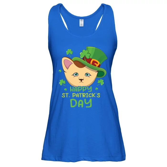 Shamrock Kawaii Cat Cute Cat Happy Saint Patrick Day Cute Gift Ladies Essential Flowy Tank