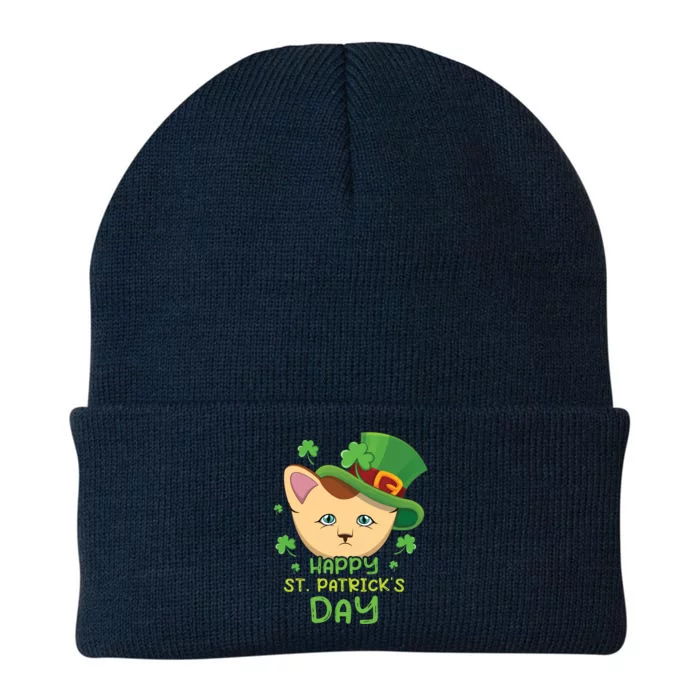 Shamrock Kawaii Cat Cute Cat Happy Saint Patrick Day Cute Gift Knit Cap Winter Beanie