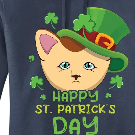 Shamrock Kawaii Cat Cute Cat Happy Saint Patrick Day Cute Gift Women's Pullover Hoodie