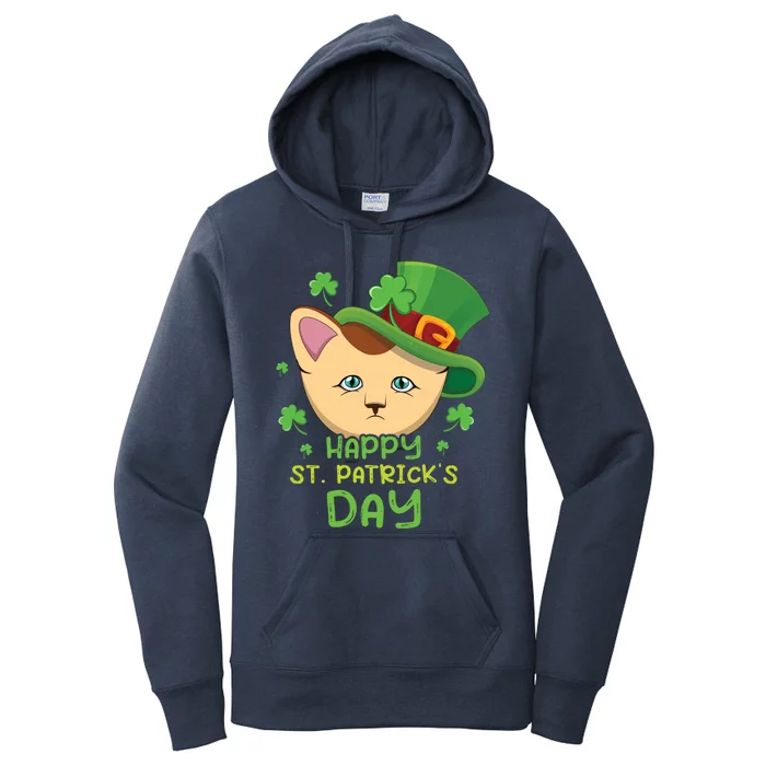 Shamrock Kawaii Cat Cute Cat Happy Saint Patrick Day Cute Gift Women's Pullover Hoodie