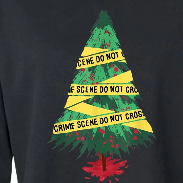 Serial Killer Christmas Tree Crime Scene True Crime Cropped Pullover Crew