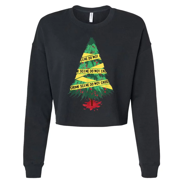 Serial Killer Christmas Tree Crime Scene True Crime Cropped Pullover Crew