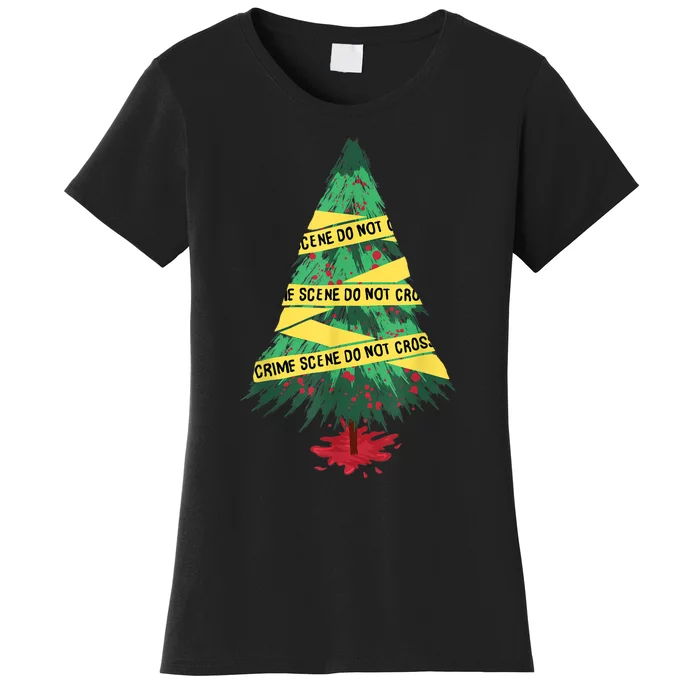 Serial Killer Christmas Tree Crime Scene True Crime Women's T-Shirt