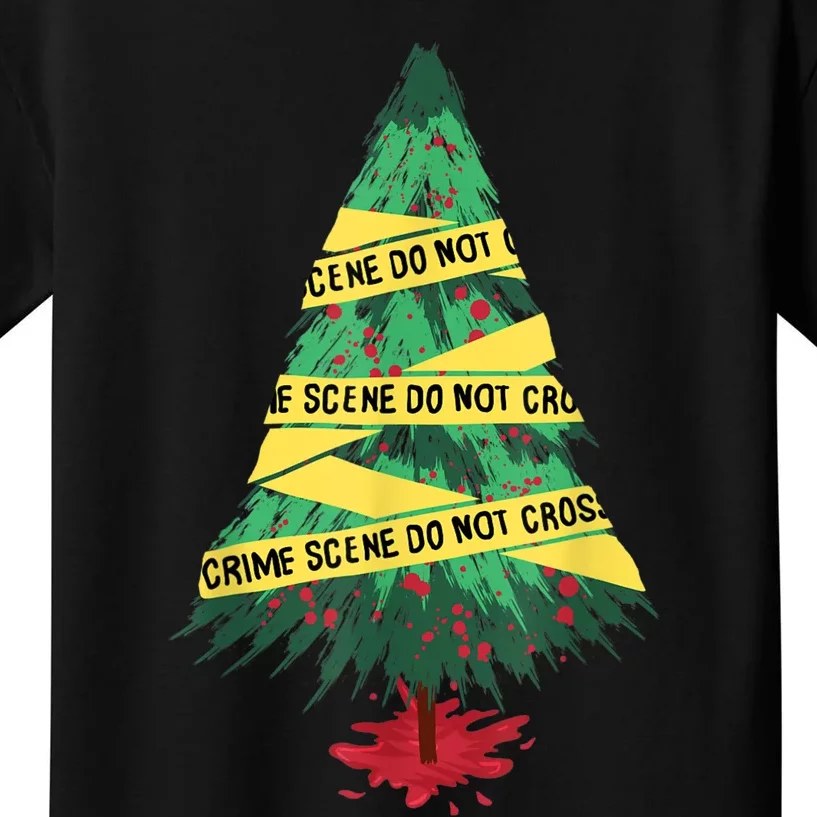 Serial Killer Christmas Tree Crime Scene True Crime Kids T-Shirt