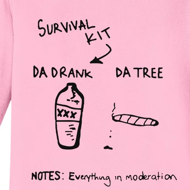 Survival Kit Da Drank Da Tree Notes Everything In Moderation Baby Long Sleeve Bodysuit