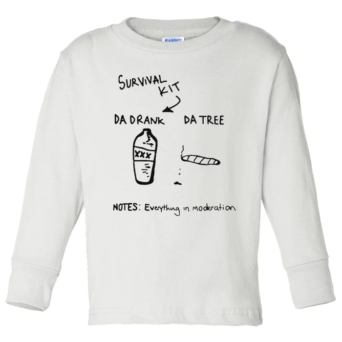 Survival Kit Da Drank Da Tree Notes Everything In Moderation Toddler Long Sleeve Shirt