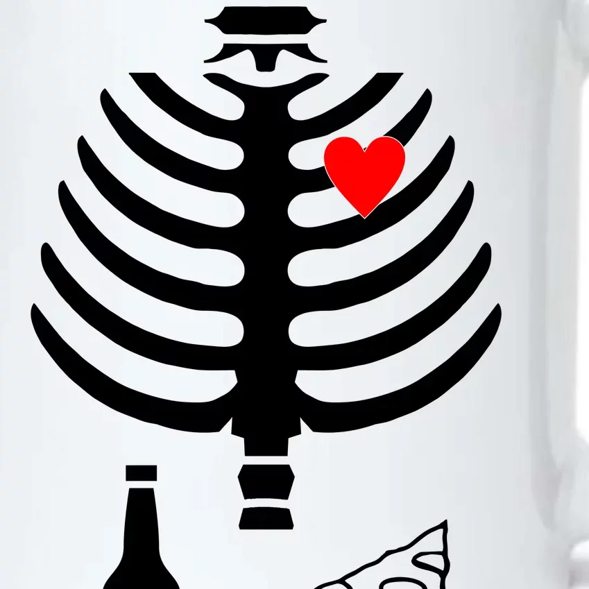 Skeleton Pizza Beer Rib cage Black Color Changing Mug