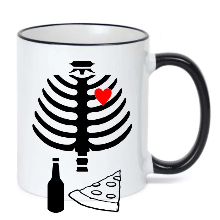 Skeleton Pizza Beer Rib cage Black Color Changing Mug