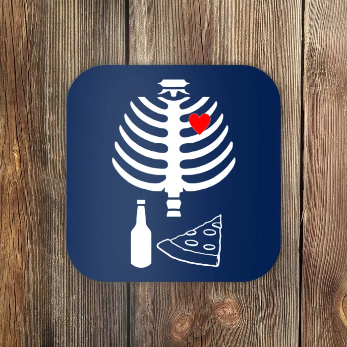 Skeleton Pizza Beer Rib cage Coaster