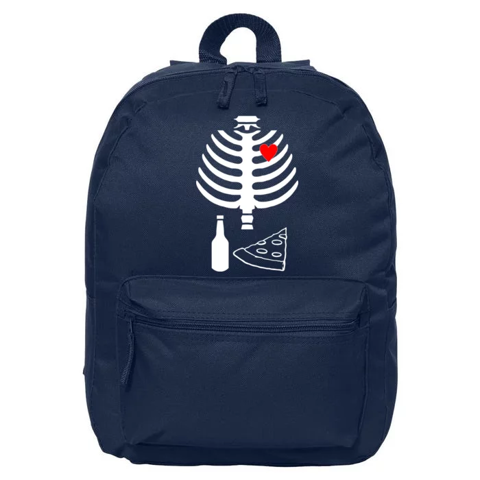 Skeleton Pizza Beer Rib cage 16 in Basic Backpack