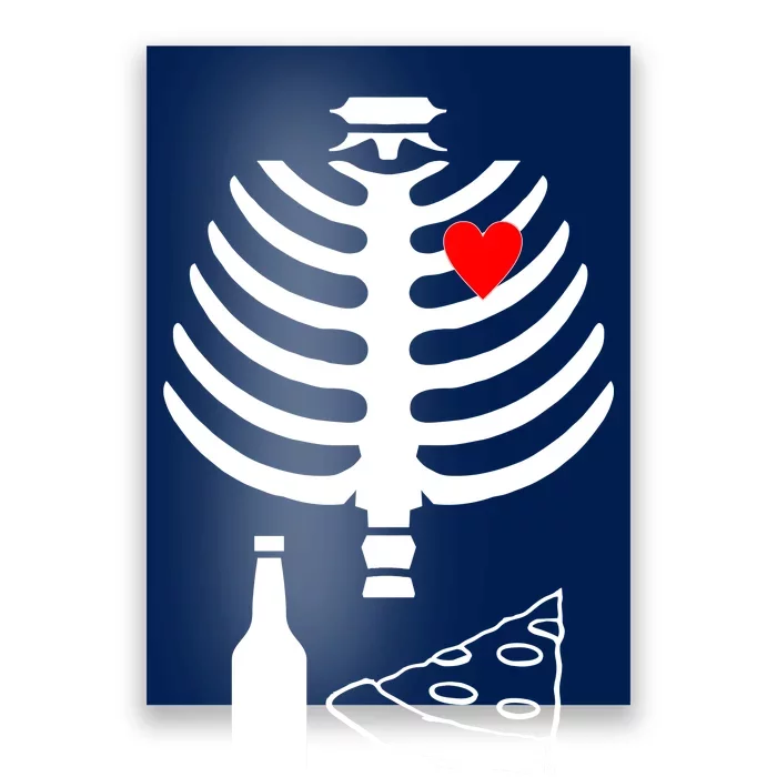 Skeleton Pizza Beer Rib cage Poster