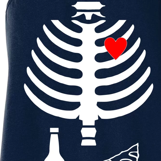 Skeleton Pizza Beer Rib cage Women's Racerback Tank