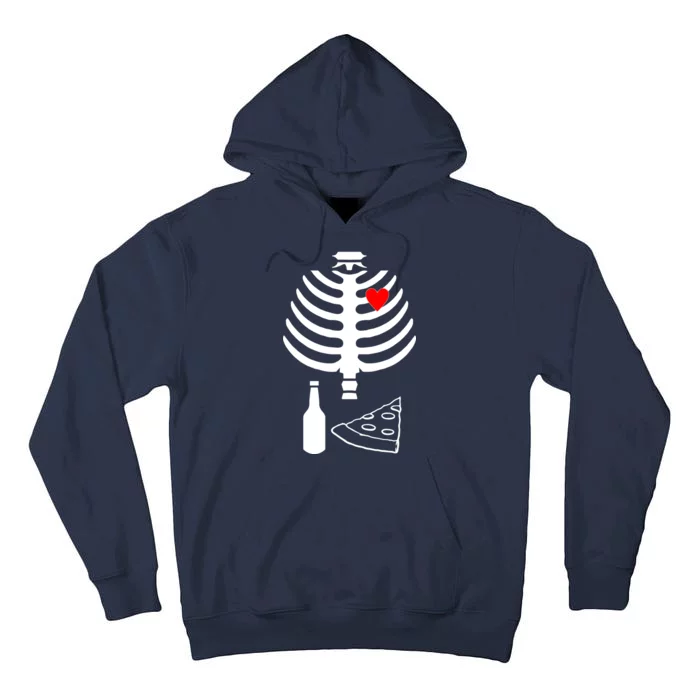 Skeleton Pizza Beer Rib cage Tall Hoodie