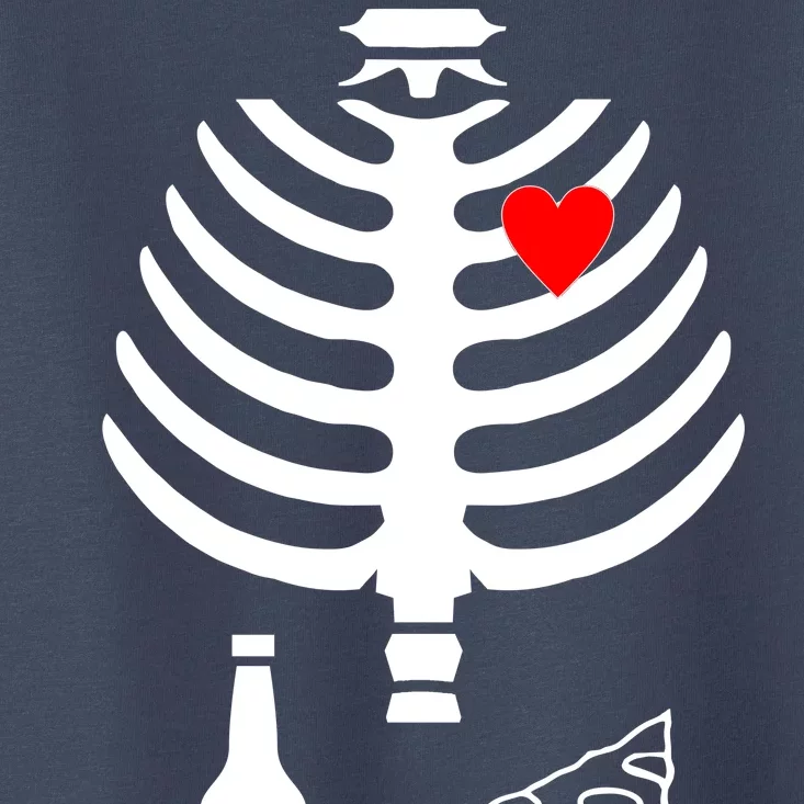 Skeleton Pizza Beer Rib cage Toddler T-Shirt