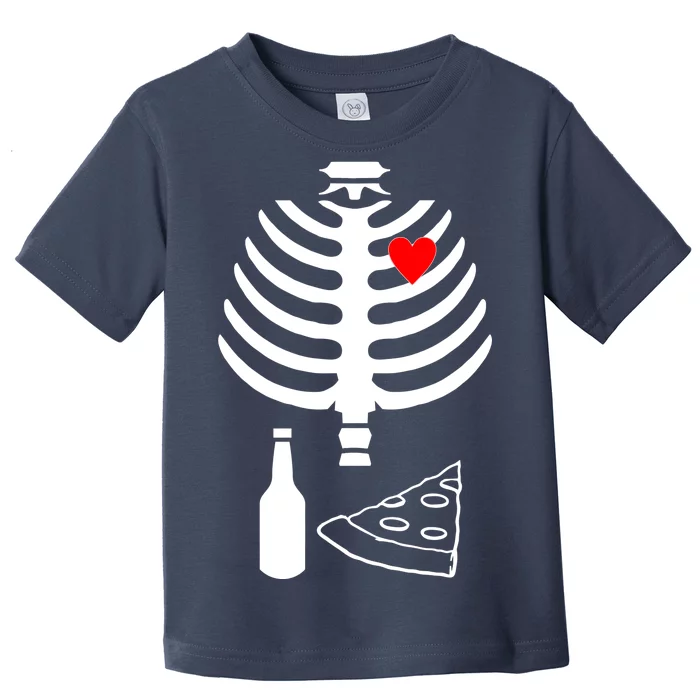 Skeleton Pizza Beer Rib cage Toddler T-Shirt