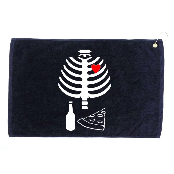 Skeleton Pizza Beer Rib cage Grommeted Golf Towel