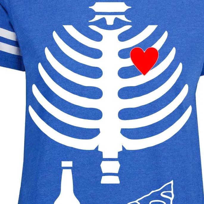 Skeleton Pizza Beer Rib cage Enza Ladies Jersey Football T-Shirt