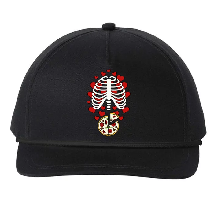 Skeleton Pizza Rib Cage X-Ray Snapback Five-Panel Rope Hat