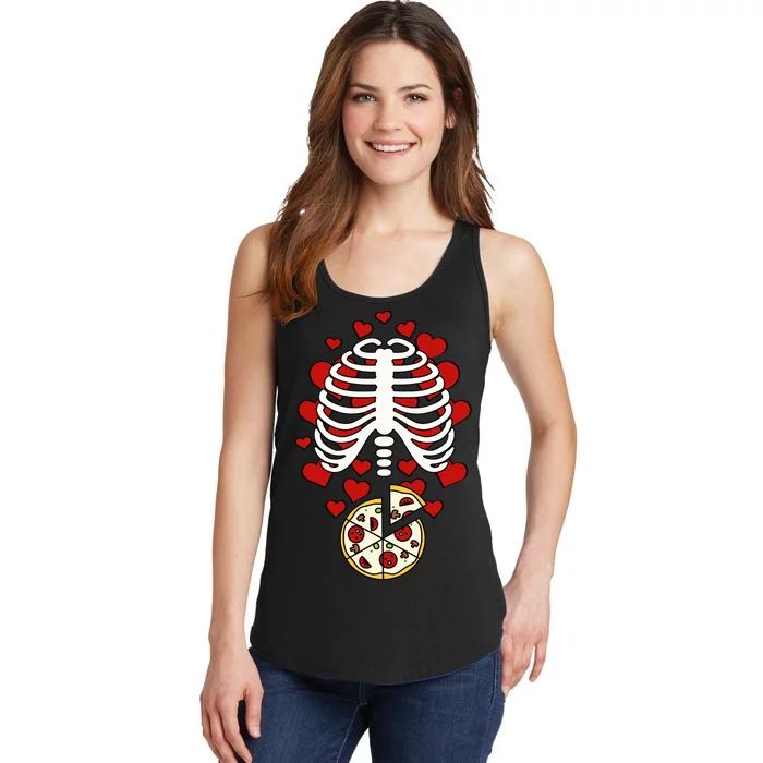 Skeleton Pizza Rib Cage X-Ray Ladies Essential Tank