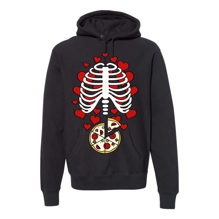 Skeleton Pizza Rib Cage X-Ray Premium Hoodie