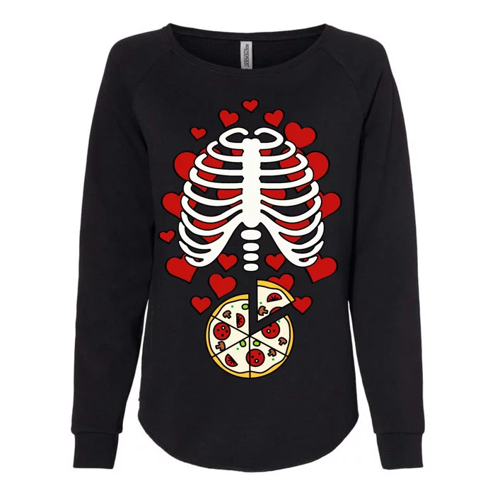 Skeleton Pizza Rib Cage X-Ray Womens California Wash Sweatshirt